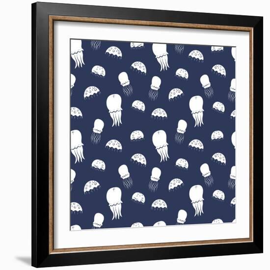 Jellyfish Pattern-TashaNatasha-Framed Art Print