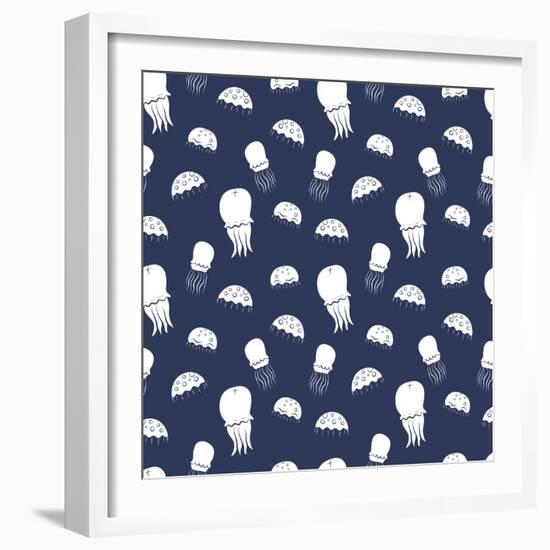 Jellyfish Pattern-TashaNatasha-Framed Art Print