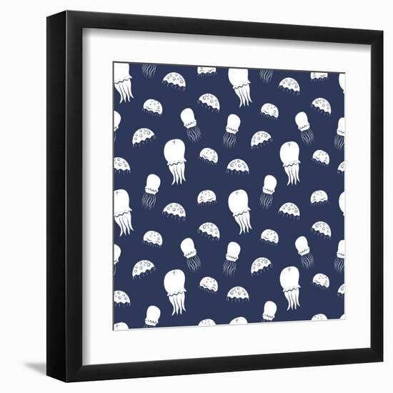 Jellyfish Pattern-TashaNatasha-Framed Art Print