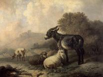 A Herd of Bulls by a River and a Castle Above, 1837-Jenaro Perez Villaamil-Giclee Print