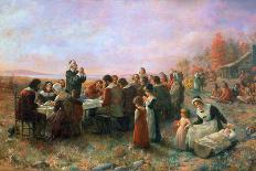 The First Thanksgiving-Jennie Augusta Brownscombe-Mounted Giclee Print