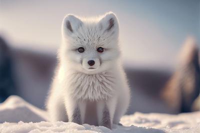 Baby Arctic Fox (Vulpes Lagopus) in Snow Habitat, Winter Landscape,  Svalbard, Norway' Photographic Print - Jennifer1a | Art.com