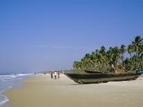 Palm Trees and Fishing Boats, Colva Beach, Goa, India-Jenny Pate-Photographic Print
