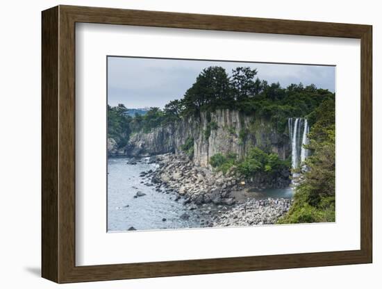 Jeongbang Pokpo Waterfall, Island of Jejudo, UNESCO World Heritage Site, South Korea, Asia-Michael-Framed Photographic Print