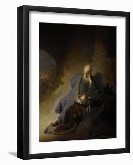 Jeremiah Lamenting over the Destruction of Jerusalem, 1630-Rembrandt van Rijn-Framed Giclee Print