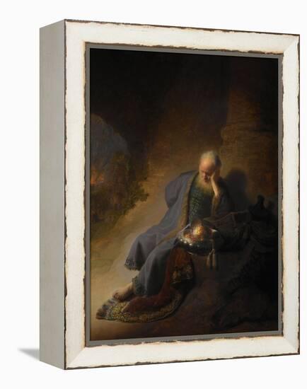 Jeremiah Lamenting the Destruction of Jerusalem, 1630-Rembrandt van Rijn-Framed Premier Image Canvas