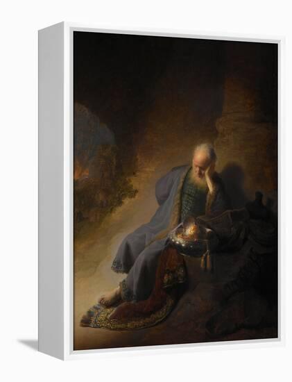 Jeremiah Lamenting the Destruction of Jerusalem, 1630-Rembrandt van Rijn-Framed Premier Image Canvas