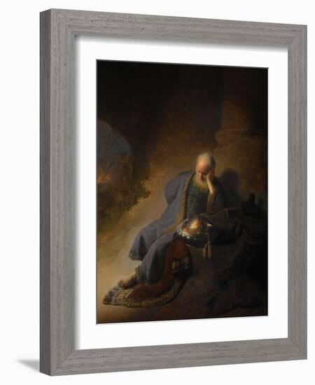 Jeremiah Lamenting the Destruction of Jerusalem, 1630-Rembrandt van Rijn-Framed Giclee Print