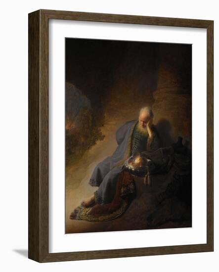 Jeremiah Lamenting the Destruction of Jerusalem, 1630-Rembrandt van Rijn-Framed Giclee Print