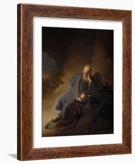 Jeremiah Lamenting the Destruction of Jerusalem, 1630-Rembrandt van Rijn-Framed Giclee Print