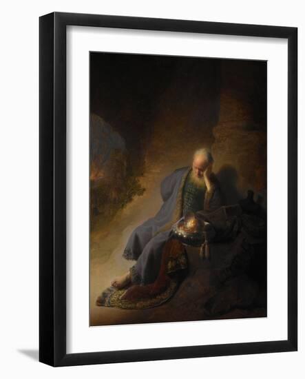 Jeremiah Lamenting the Destruction of Jerusalem, 1630-Rembrandt van Rijn-Framed Giclee Print