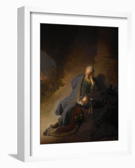 Jeremiah Lamenting the Destruction of Jerusalem, 1630-Rembrandt van Rijn-Framed Giclee Print