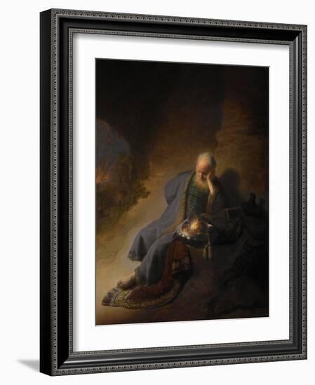 Jeremiah Lamenting the Destruction of Jerusalem, 1630-Rembrandt van Rijn-Framed Giclee Print