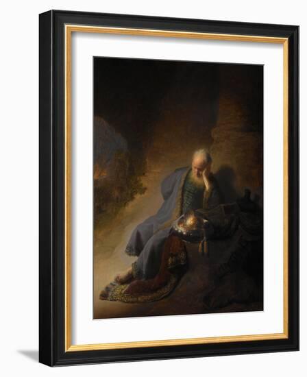 Jeremiah Lamenting the Destruction of Jerusalem, 1630-Rembrandt van Rijn-Framed Giclee Print