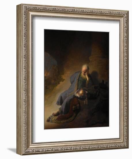 Jeremiah Lamenting the Destruction of Jerusalem, 1630-Rembrandt van Rijn-Framed Premium Giclee Print