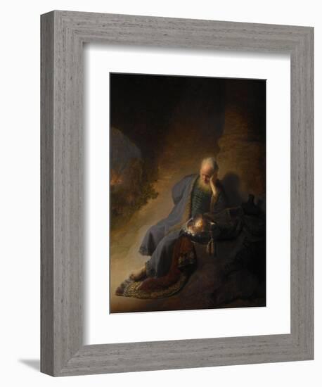 Jeremiah Lamenting the Destruction of Jerusalem, 1630-Rembrandt van Rijn-Framed Premium Giclee Print