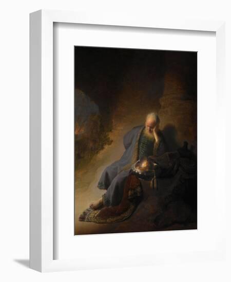 Jeremiah Lamenting the Destruction of Jerusalem, 1630-Rembrandt van Rijn-Framed Premium Giclee Print