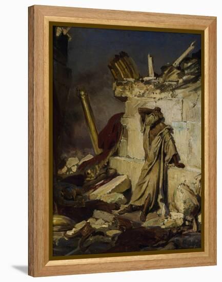 Jeremiah Lamenting the Destruction of Jerusalem, 1870-Ilya Yefimovich Repin-Framed Premier Image Canvas
