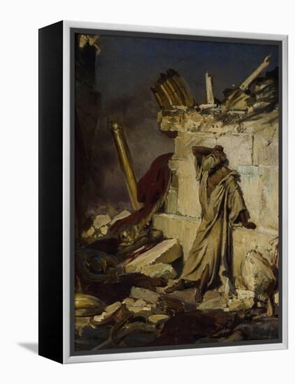 Jeremiah Lamenting the Destruction of Jerusalem, 1870-Ilya Yefimovich Repin-Framed Premier Image Canvas