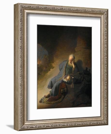 Jeremiah Lamenting the Destruction of Jerusalem-Rembrandt van Rijn-Framed Giclee Print