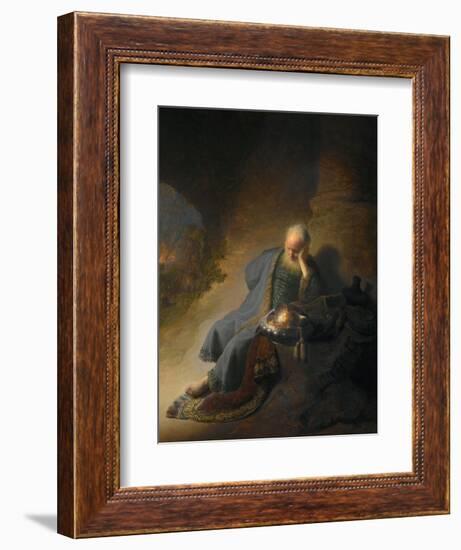 Jeremiah Lamenting the Destruction of Jerusalem-Rembrandt van Rijn-Framed Giclee Print