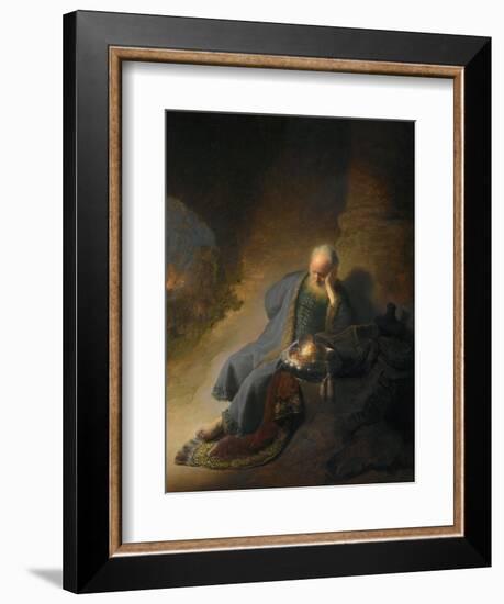 Jeremiah Lamenting the Destruction of Jerusalem-Rembrandt van Rijn-Framed Giclee Print