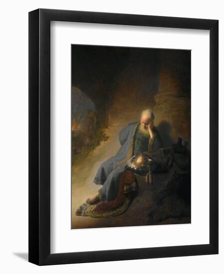 Jeremiah Lamenting the Destruction of Jerusalem-Rembrandt van Rijn-Framed Giclee Print