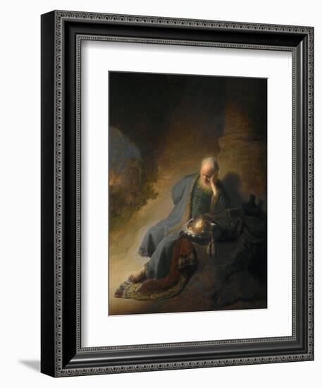 Jeremiah Lamenting the Destruction of Jerusalem-Rembrandt van Rijn-Framed Giclee Print