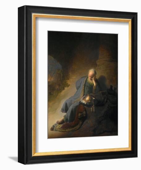 Jeremiah Lamenting the Destruction of Jerusalem-Rembrandt van Rijn-Framed Giclee Print