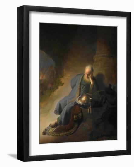 Jeremiah Lamenting the Destruction of Jerusalem-Rembrandt van Rijn-Framed Giclee Print