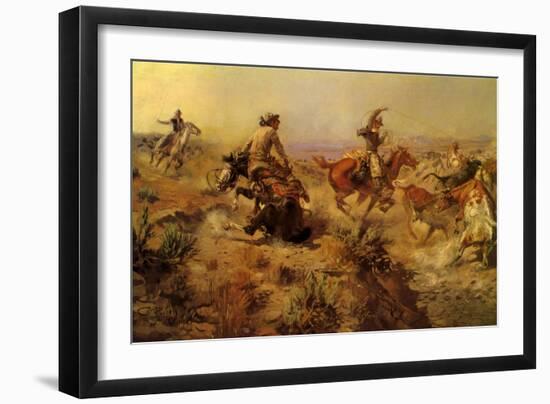 Jerked Down, 1907-Charles Marion Russell-Framed Giclee Print