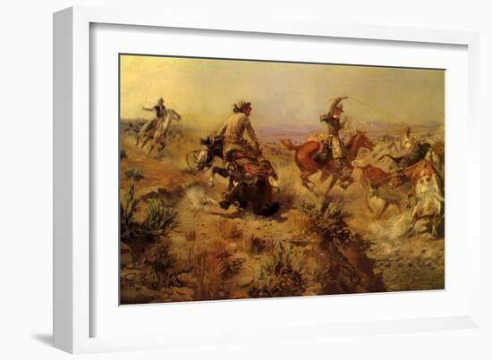 Jerked Down, 1907-Charles Marion Russell-Framed Giclee Print