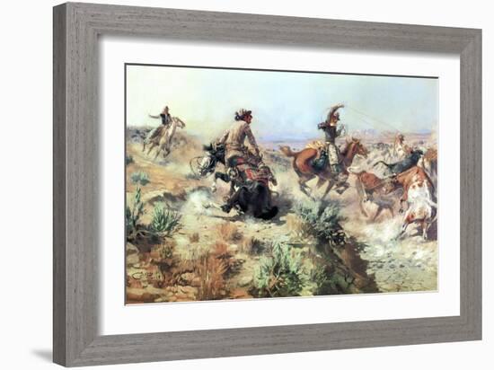 Jerked Down-Charles Marion Russell-Framed Art Print