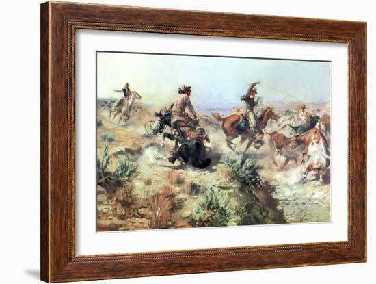 Jerked Down-Charles Marion Russell-Framed Art Print