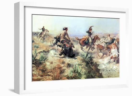 Jerked Down-Charles Marion Russell-Framed Art Print