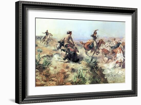 Jerked Down-Charles Marion Russell-Framed Art Print