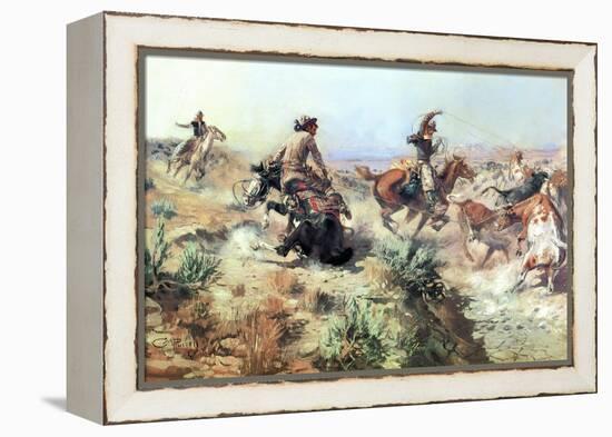 Jerked Down-Charles Marion Russell-Framed Stretched Canvas