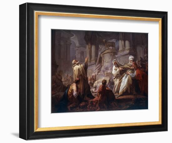 Jeroboam Sacrificing to Idols - “The Sacrifice of Jeroboam to the Idols” before Jeroboam, the First-Jean-Honore Fragonard-Framed Giclee Print