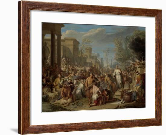 Jeroboam Sacrificing to the Idols-Jacques Ignatius De Roore-Framed Art Print