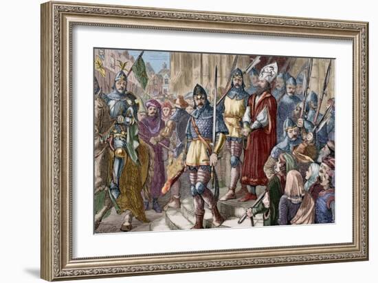 Jerome of Prague (1360-1416) Marching to Execution. Engraving. Colored.-Tarker-Framed Giclee Print