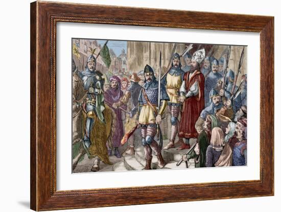 Jerome of Prague (1360-1416) Marching to Execution. Engraving. Colored.-Tarker-Framed Giclee Print