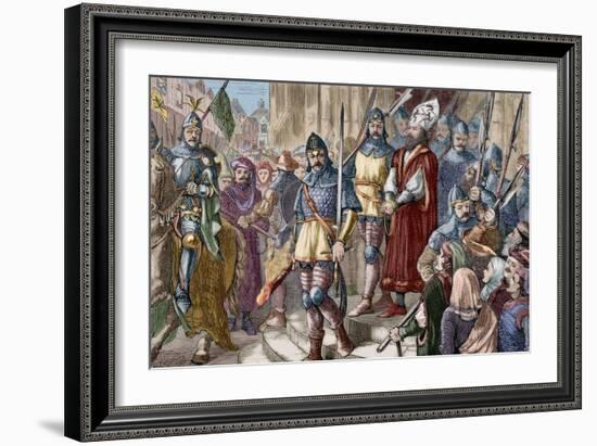 Jerome of Prague (1360-1416) Marching to Execution. Engraving. Colored.-Tarker-Framed Giclee Print