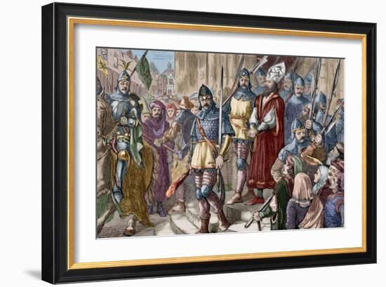 Jerome of Prague (1360-1416) Marching to Execution. Engraving. Colored.-Tarker-Framed Giclee Print