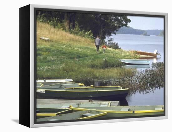 Jerry Gaucher with Son Jerry Jr. Fishing on a Friday Morning-John Dominis-Framed Premier Image Canvas