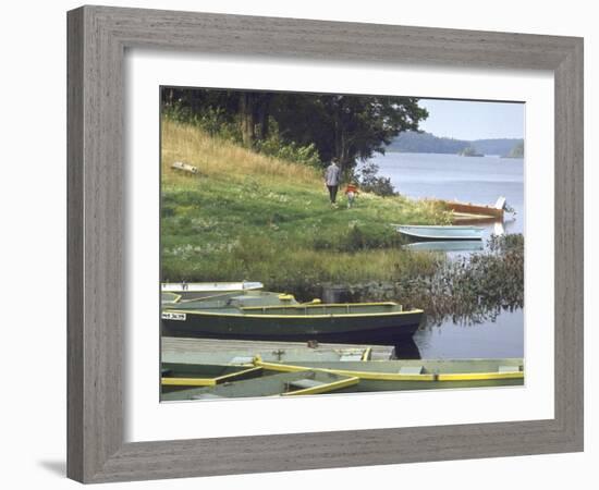 Jerry Gaucher with Son Jerry Jr. Fishing on a Friday Morning-John Dominis-Framed Photographic Print