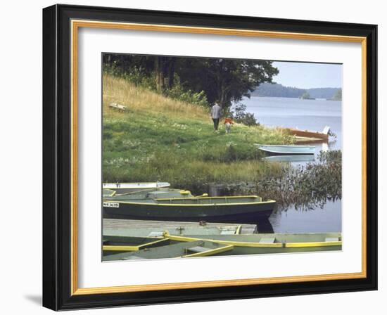 Jerry Gaucher with Son Jerry Jr. Fishing on a Friday Morning-John Dominis-Framed Photographic Print