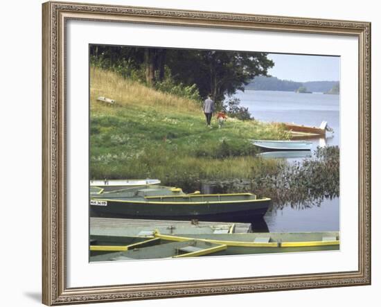 Jerry Gaucher with Son Jerry Jr. Fishing on a Friday Morning-John Dominis-Framed Photographic Print