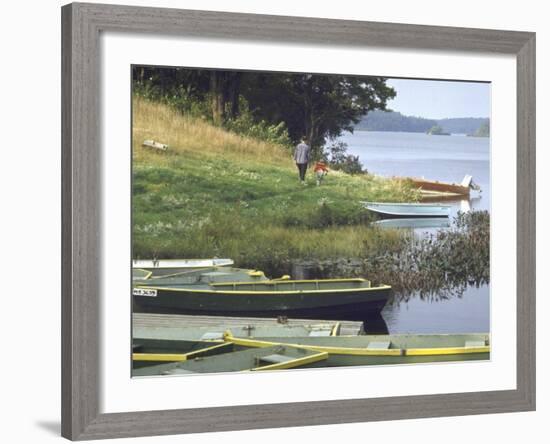 Jerry Gaucher with Son Jerry Jr. Fishing on a Friday Morning-John Dominis-Framed Photographic Print