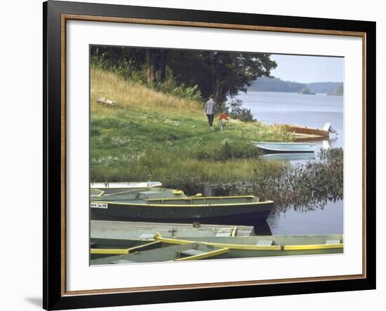 Jerry Gaucher with Son Jerry Jr. Fishing on a Friday Morning-John Dominis-Framed Photographic Print