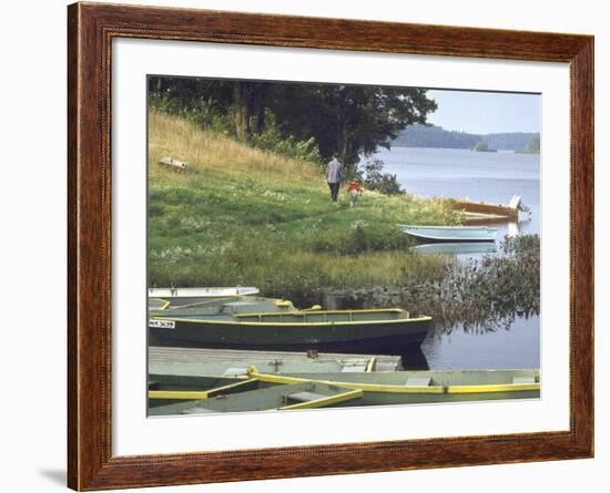 Jerry Gaucher with Son Jerry Jr. Fishing on a Friday Morning-John Dominis-Framed Photographic Print